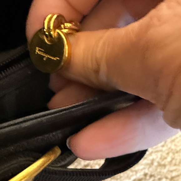 Vintage Salvatore Ferragamo Black Leather Bucket Bag with Gold Accent - Picture 4 of 10